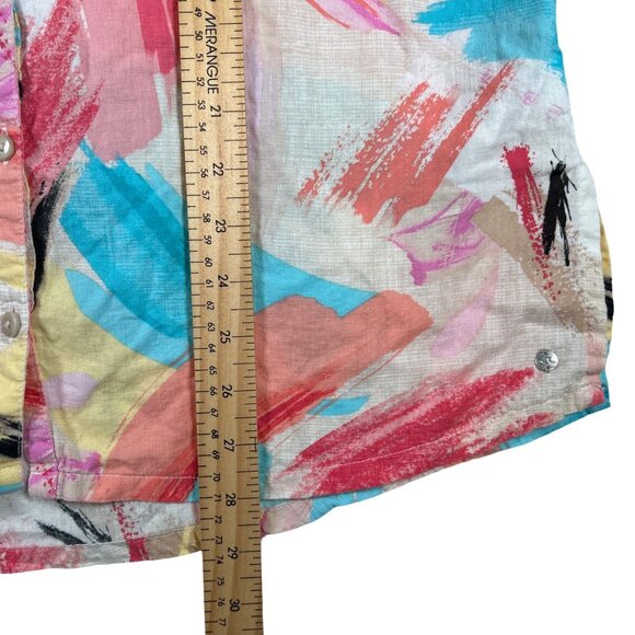 Northern Reflections Button Up Linen Blend Art-to-Wear Resort Shirt - Picture 8 of 12